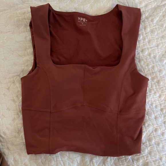 YPB Tops - Women's Square Neck Cropped Tank Top - Rust, medium